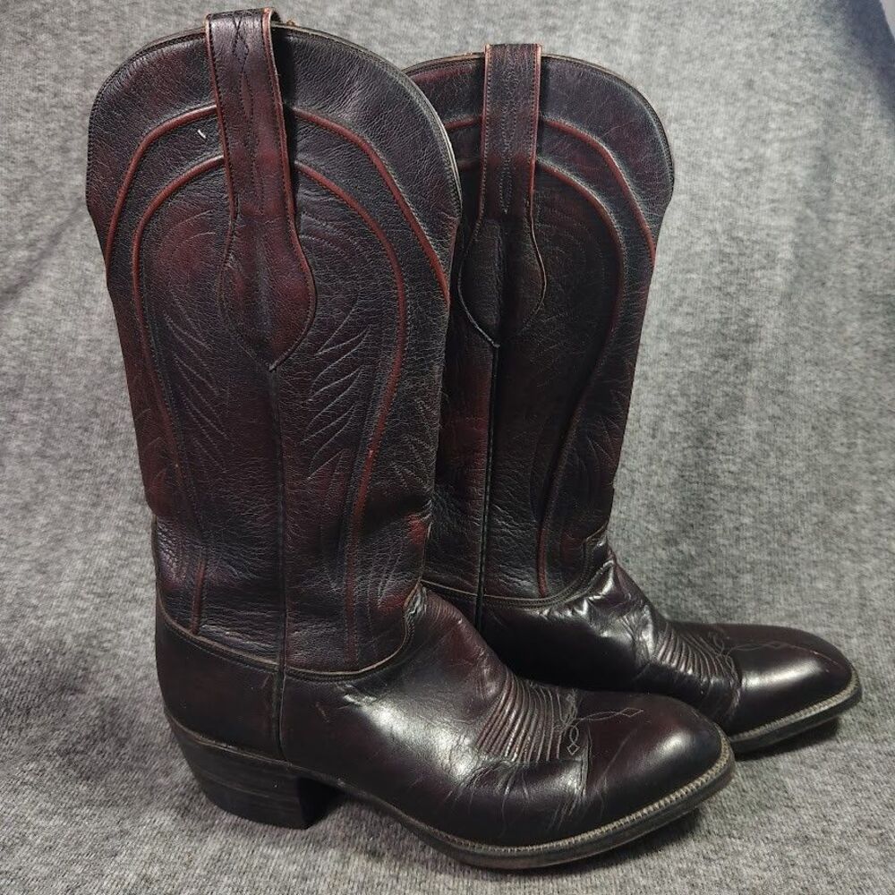 Vintage Lucchese Boots Seville Men's 8.5 D Black Cherry Santini Goat L6608